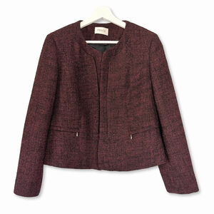 Precis Burgundy Tweed Blazer Jacket Women's Size 10